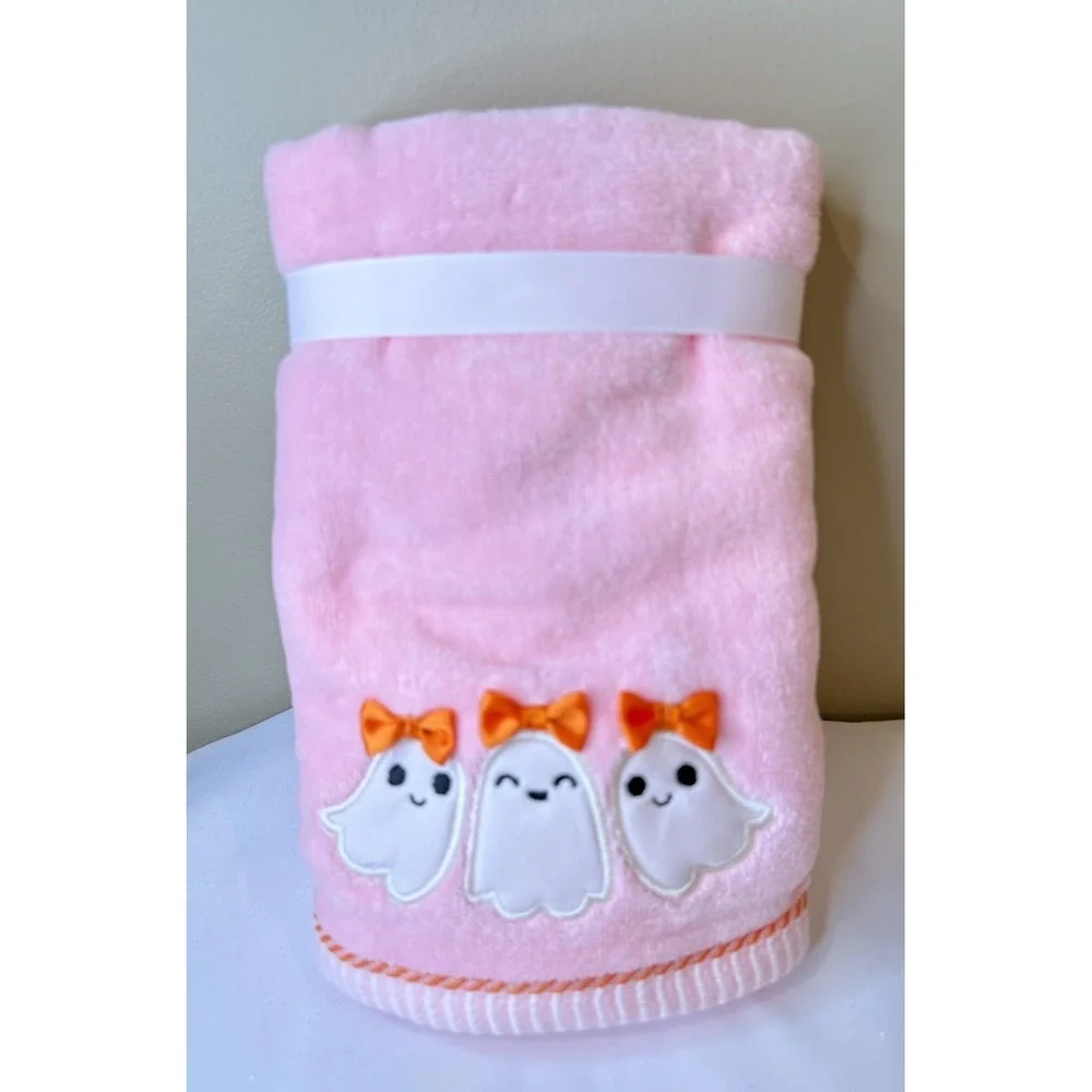CARO Home Halloween GHOST‎ Pink White Hand Towel Set of 2 NEW!